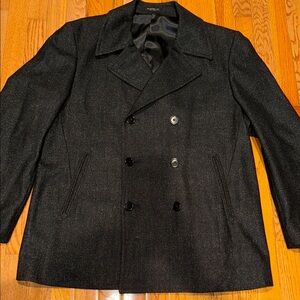 John Varvatos size 44 Men's Black Double-Breasted Peacoat. Like new. Worn twice